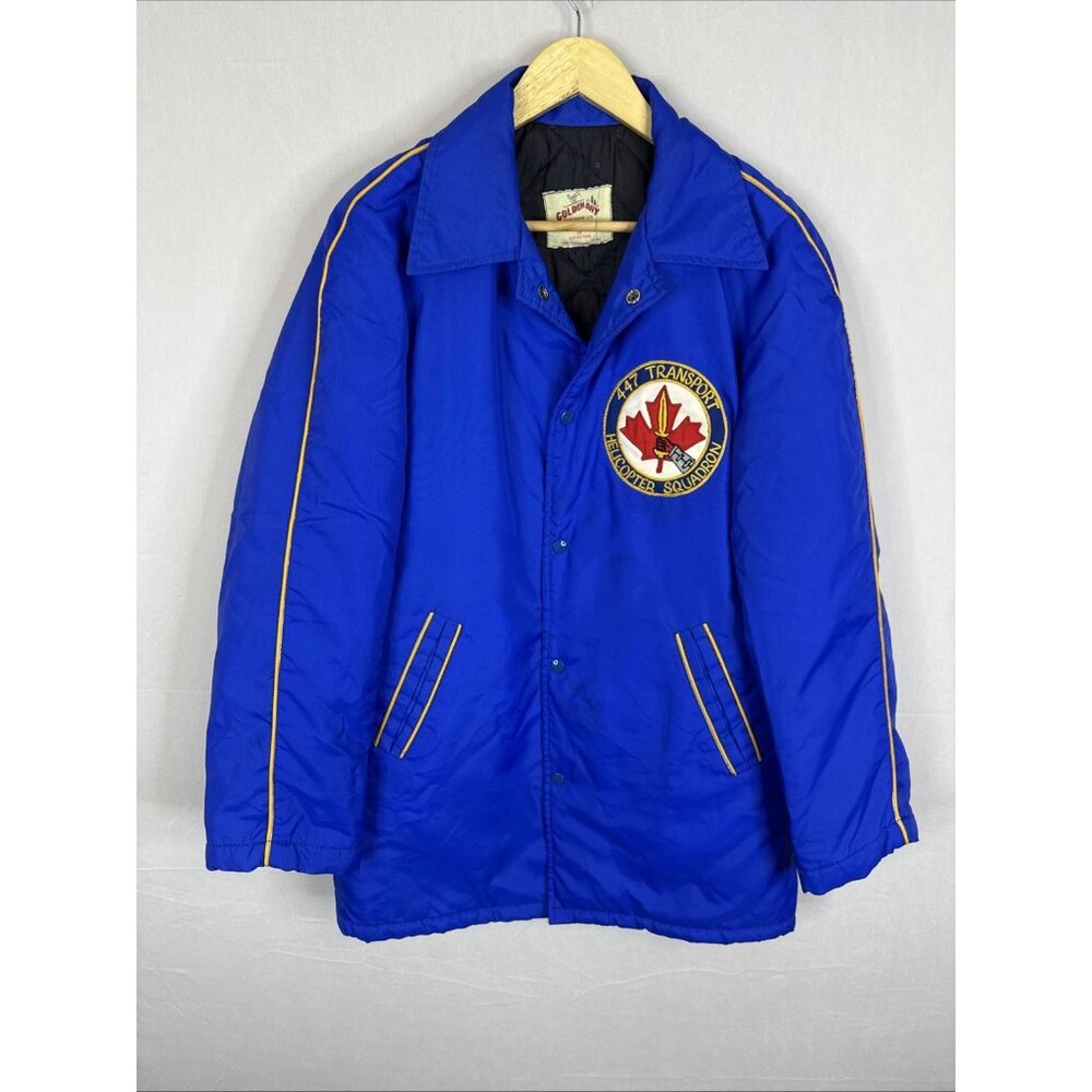 Vintage 447 Transport Helicopter Squadron Jacket Canada Blue Quilted L